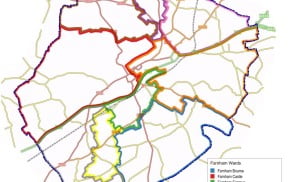 A map of Farnham wards transport links