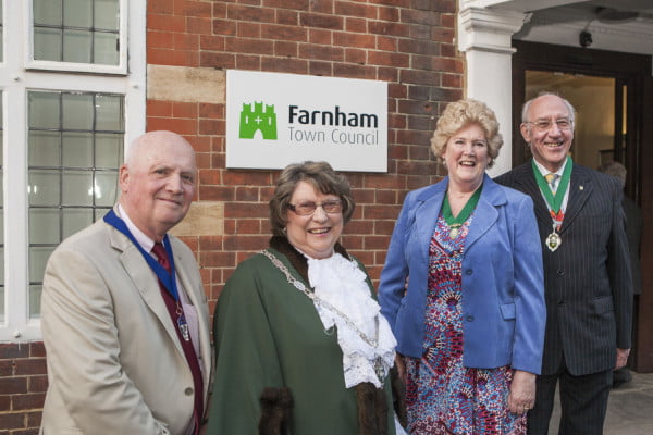 Bob Frost; Cllr Mrs Pat Frost, Mayor of Farnham; Gillian Ward and Cllr John Ward, Deputy Mayor of Farnham.