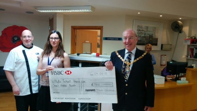 Cheque presentation Phyllis Tuckwell Hospice Care