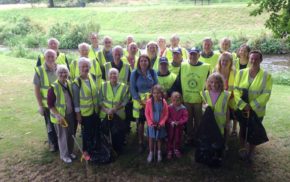 Volunteers who took part in a town centre litter pick.