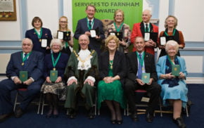 Recipients of Services to Farnham Awards 2017.