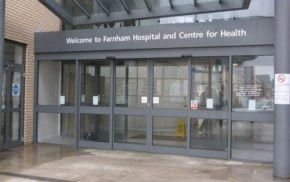 Farnham Hospital entrance.