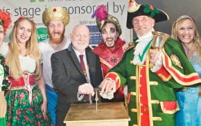 Mayor, town crier and pantomime characters.