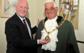 Cllr Mike Hodge with newly elected Mayor of Farnham Cllr David Attfield