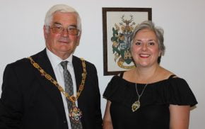 Mayor of Farnham Cllr David Attfield with newly elected Deputy Mayor Cllr Paula Dunsmore.