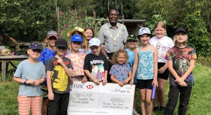 Group of young people with the Mayor.