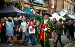 Town crier making an announcement