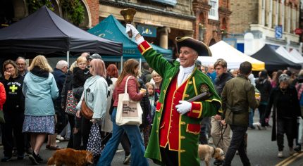 Town crier making an announcement