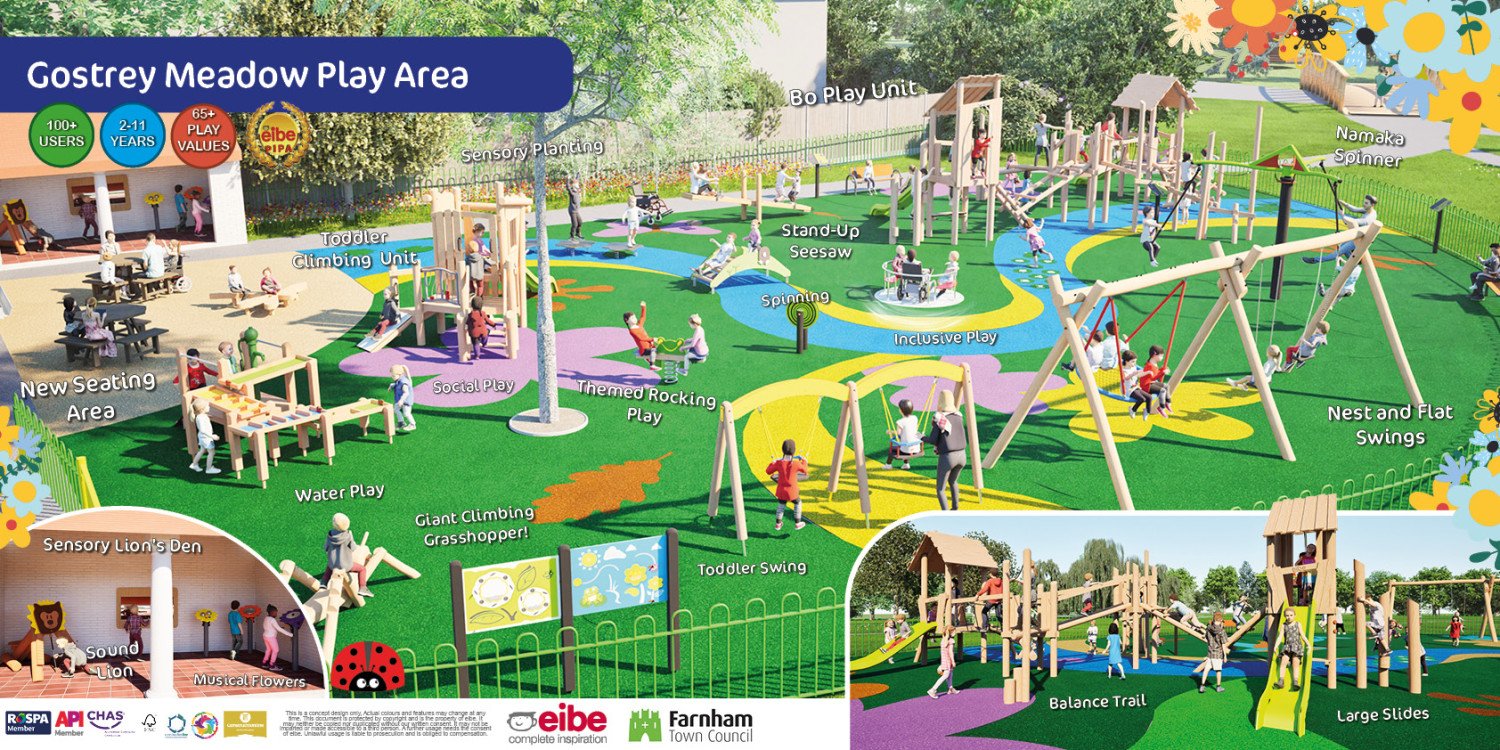 Colourful drawing of a proposal for a new playground.